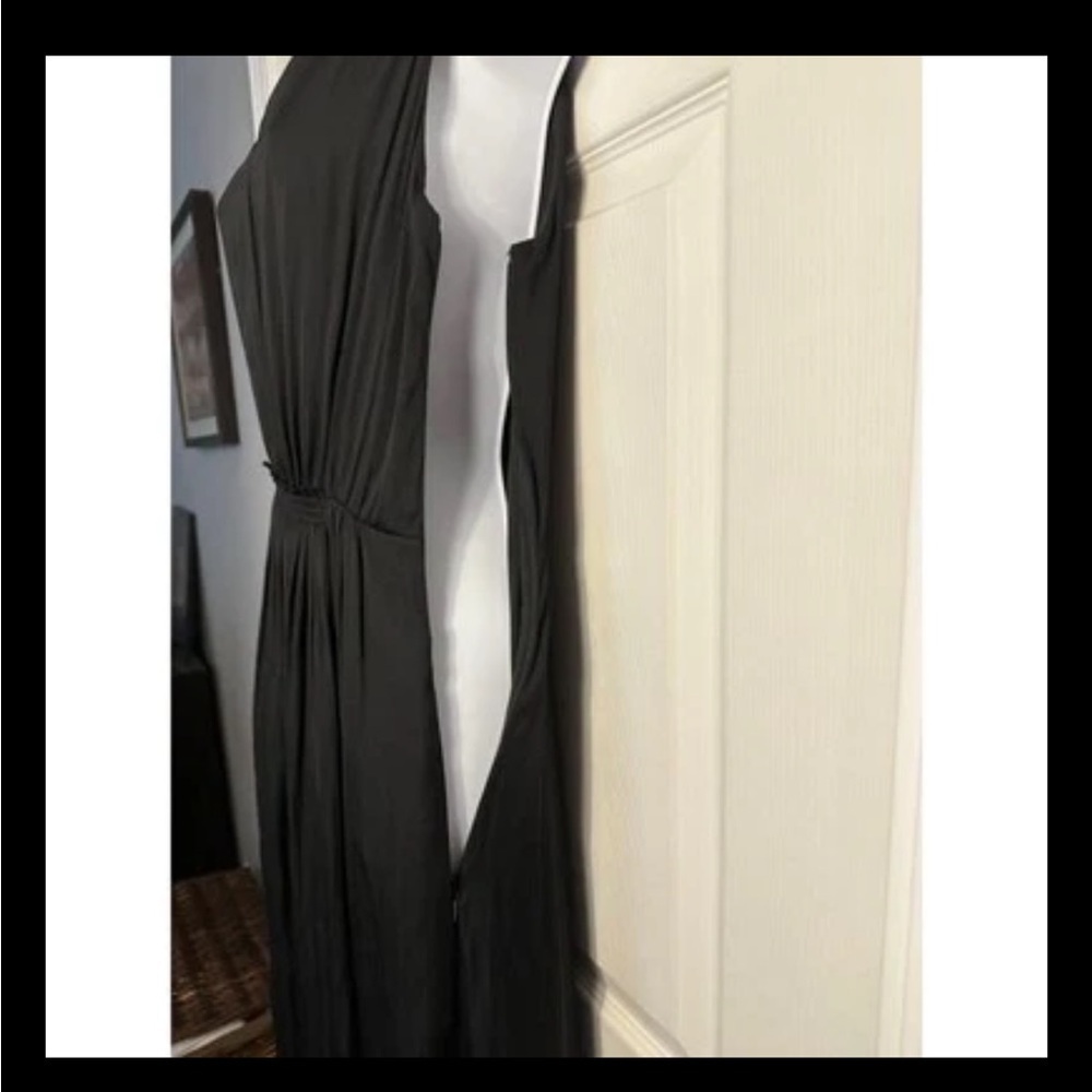 Banana Republic black satin pleated maxi dress with slit size 2 - Picture 6 of 11